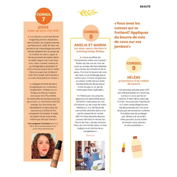 L'article Summer Secrets rassemblait les conseils d'experts en beauté pour faire rayonner la peau, les cheveux et les ongles, même par 30 degrés. Dans l'édition papier du magazine Flair, les sœurs Amelia et Marha ont partagé leurs secrets de beauté naturels pour l'été.