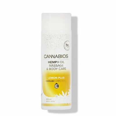 Biologische CBD massage olie met lemon voor spieren en lichaam-Cannabios- 100ml