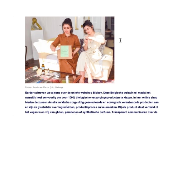 Artikel over Biobey's zorgvuldig geselecteerde biologische en natuurlijke verzorgingsproducten door zussen Amelia en Marha op lifestyle- en ecoblog Powerblog.be
