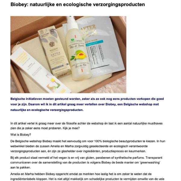 Biobey biologische huidverzorging uitgelicht in The Pink Perfectionist blog